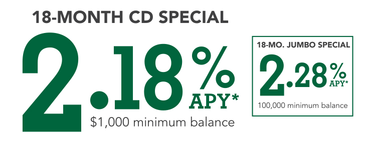 CD special for 2.18% APY