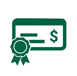 Monetary award with ribbon