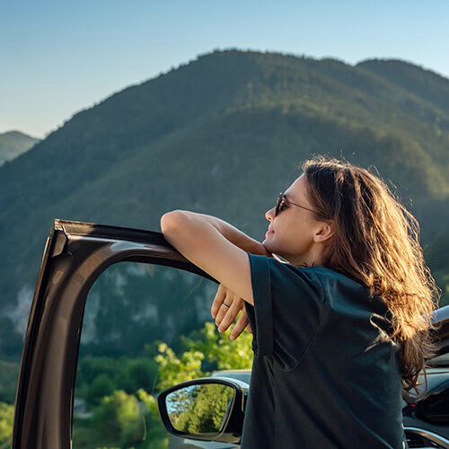 woman happy traveling