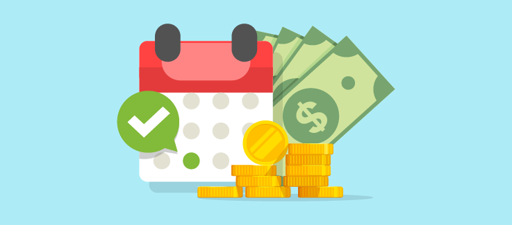 Calendar and money illustration