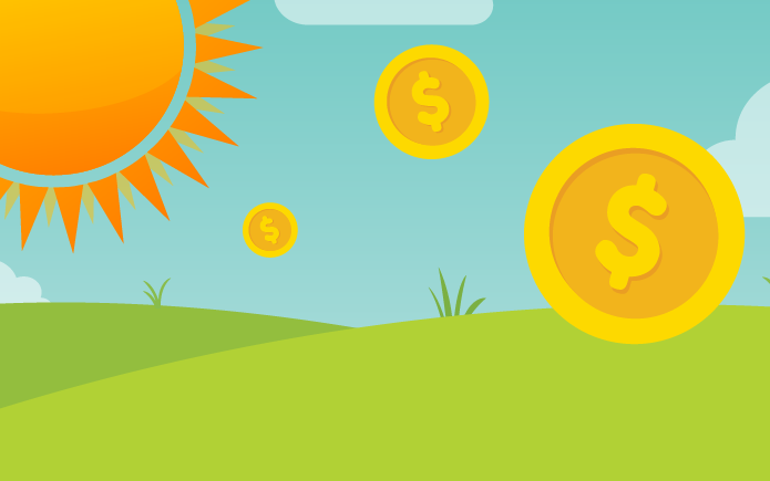 summer sun and coins illustration
