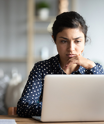 woman concentrating on computer