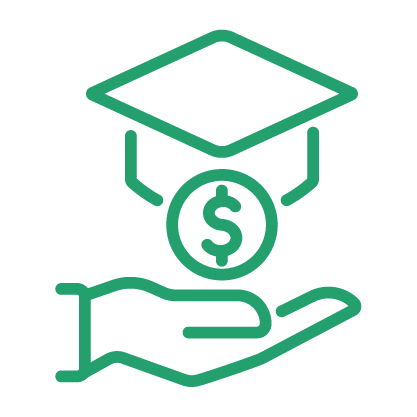 icon - hand holding money with graduation cap