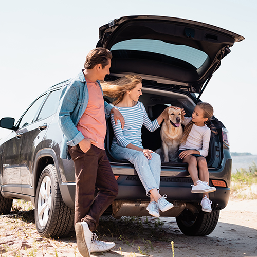 Family in the back in of an SUV