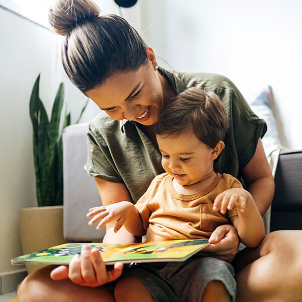 Mother reading to child