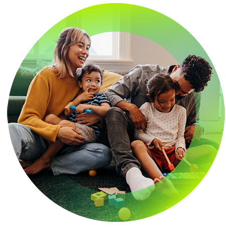 Family playing at home