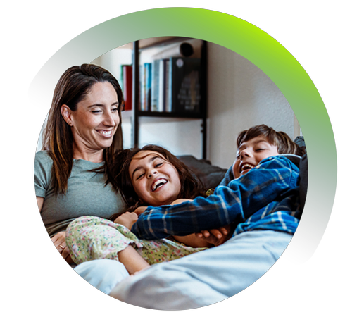 Happy family on couch